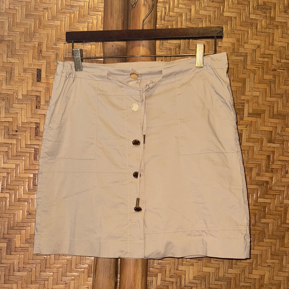 Tory Burch drawstring cotton stretch Button-Down Mini Skirt size 6